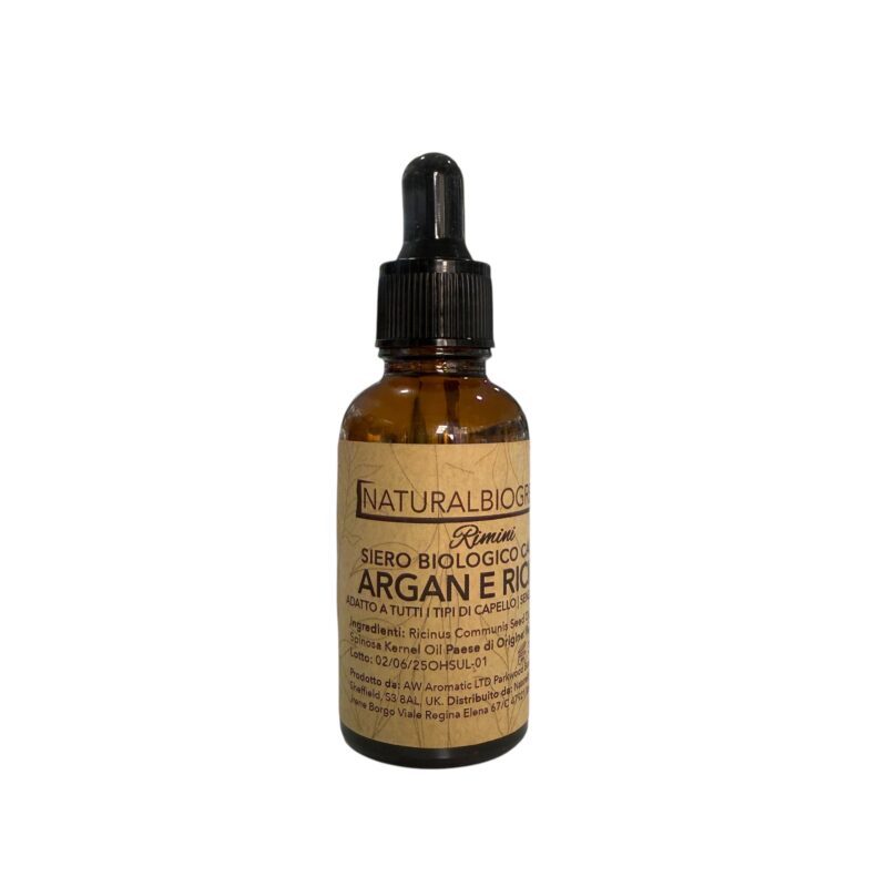 Naturalbiogreen Siero Biologico per Capelli Argan e Ricino Senza Profumo 30 ml